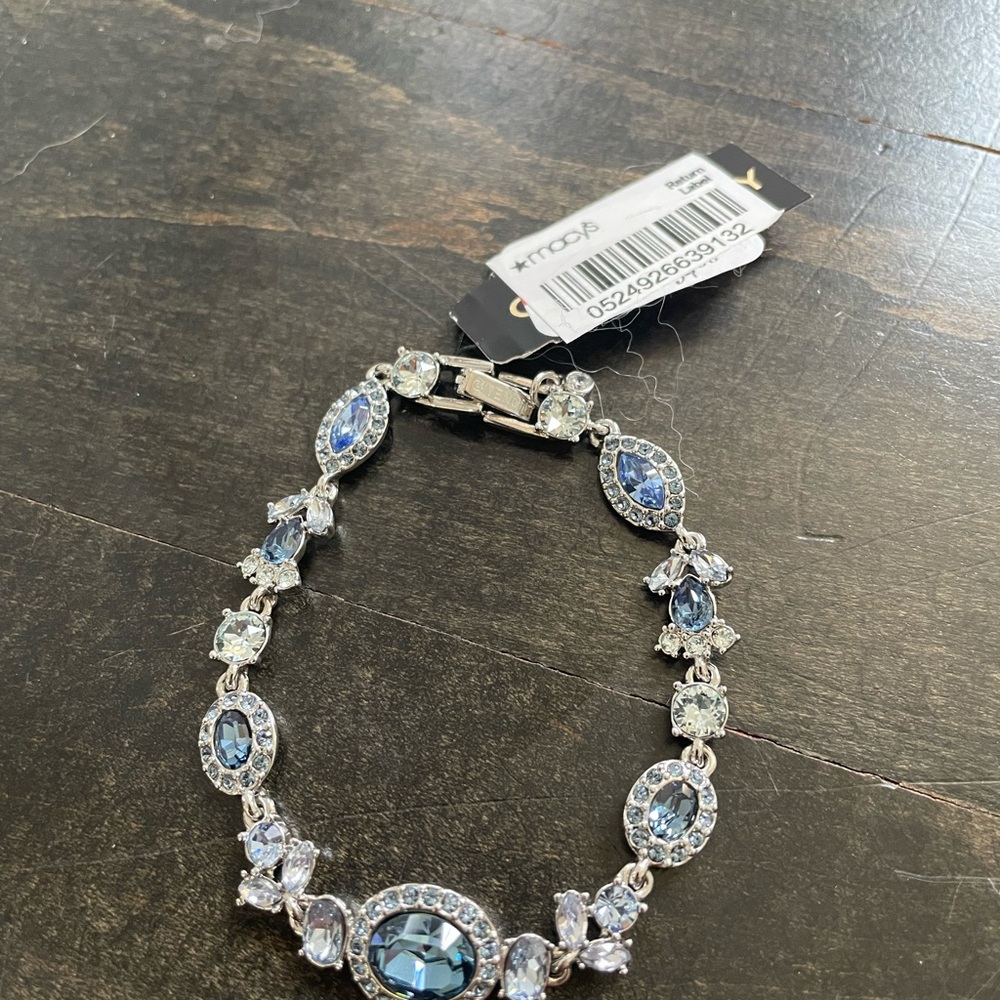 Macy's Silver-Tone Bracelet with Light Blue Crystals